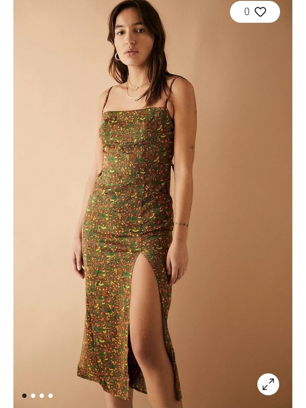 Urban Outfitters Sasha Green Floral Midi Dress